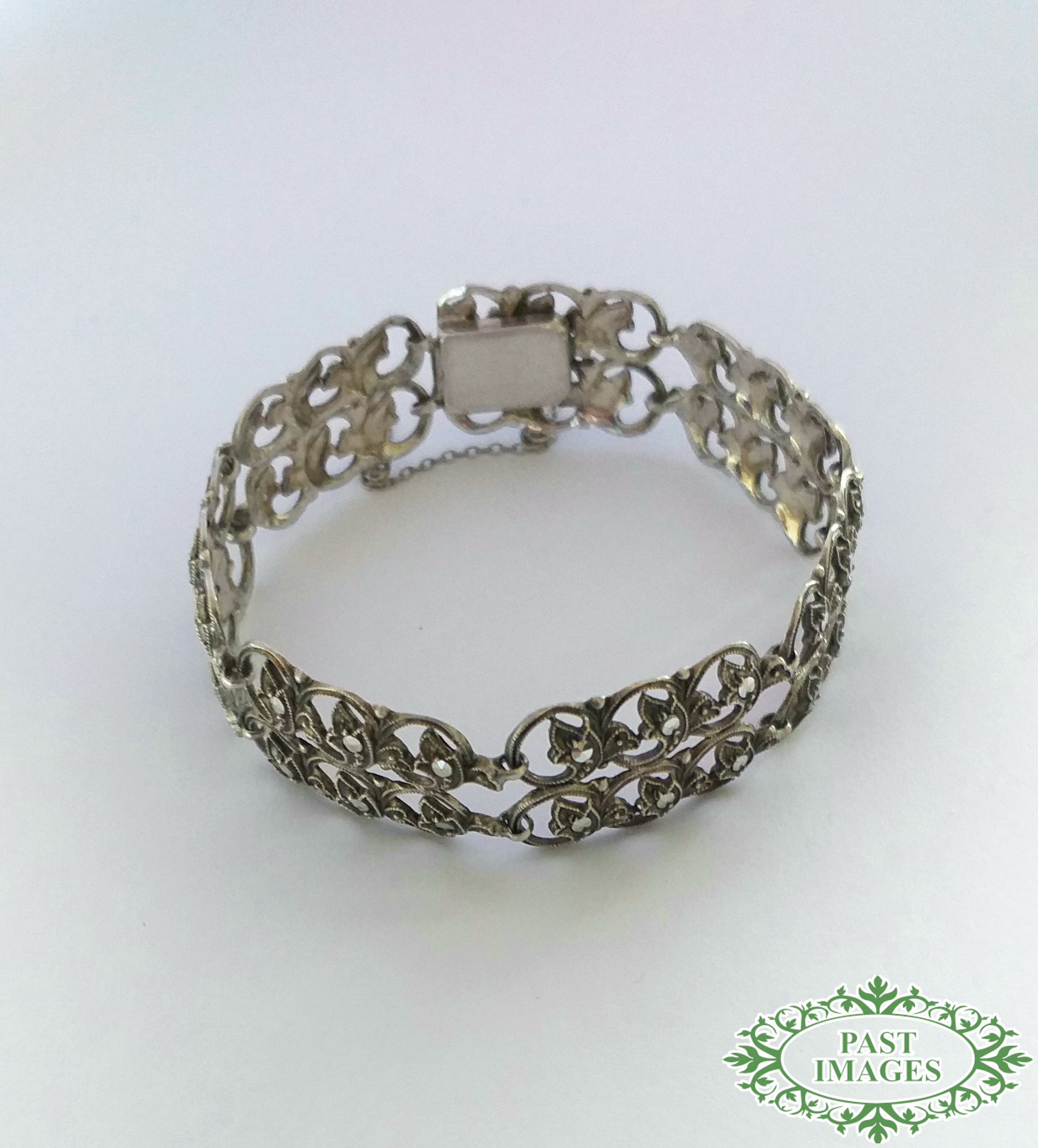 SOLD – A 935 Silver and Marcasite Bracelet – 17cm – Past Images